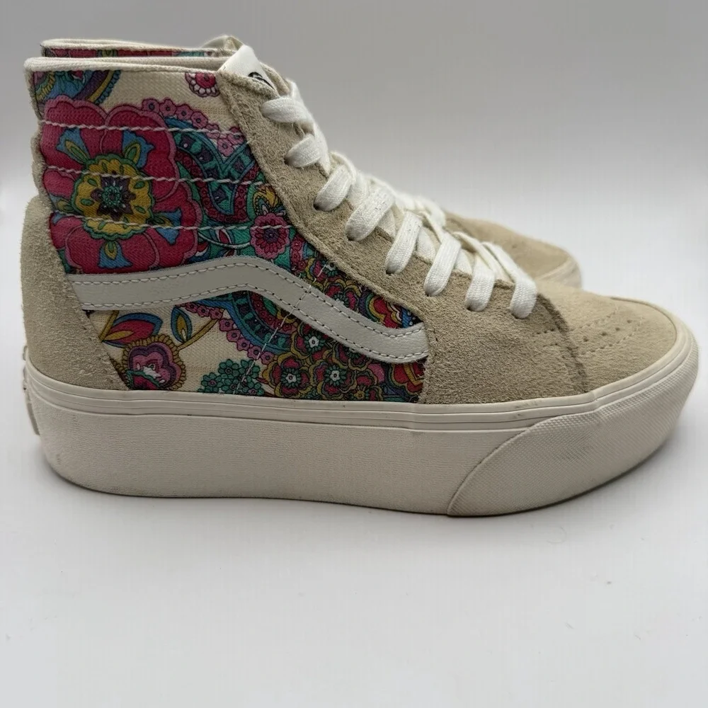 Vans Sk8-Hi Platform Paisley Floral Women's 8 Men's 6.5 Shoes Stackform Beige